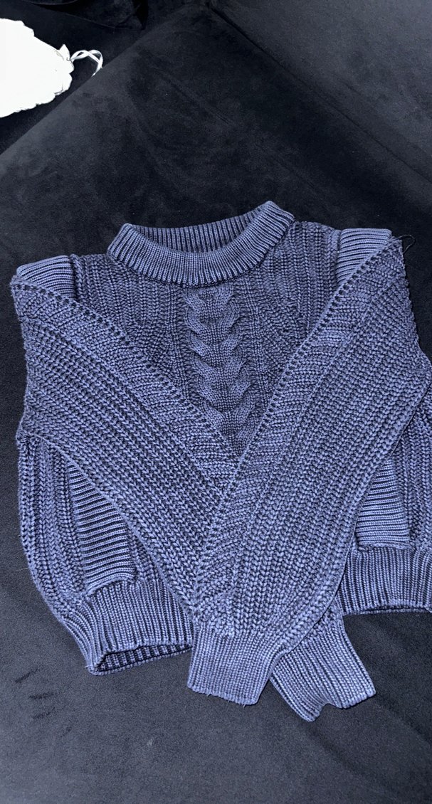 Lacivert Örgü Balıkçı Yaka Kadın Kazak - Görsel 3