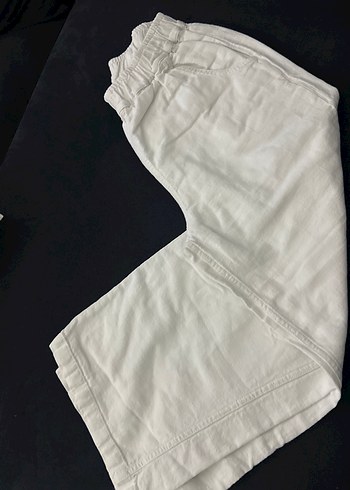 Kız çocuk Beyaz Keten Salaş Midi Pantolon - Görsel 2