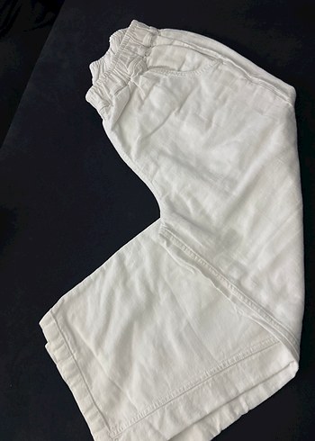 Kız çocuk Beyaz Keten Salaş Midi Pantolon - Görsel 4