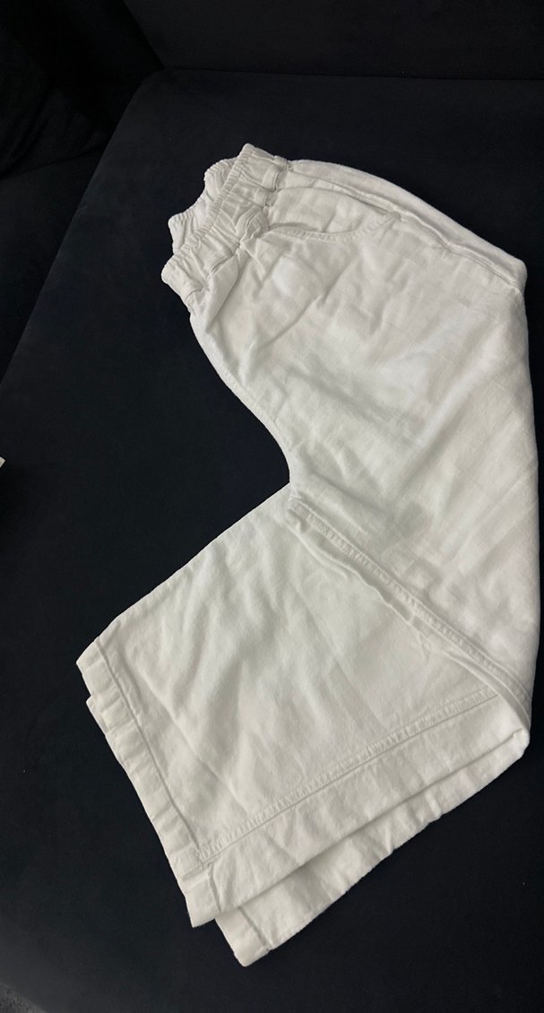 Kız çocuk Beyaz Keten Salaş Midi Pantolon - Görsel 2