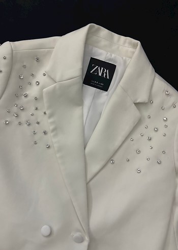 Beyaz Mini Payetli Kız çocuk Blazer Takım - Görsel 3