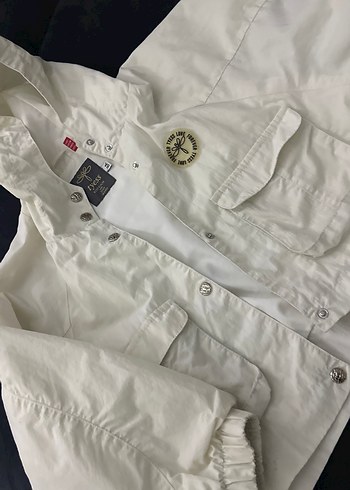 Düğmeli Beyaz Pamuklu kız çocuk Ceket - Görsel 3