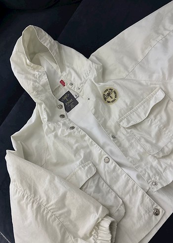 Düğmeli Beyaz Pamuklu kız çocuk Ceket - Görsel 5