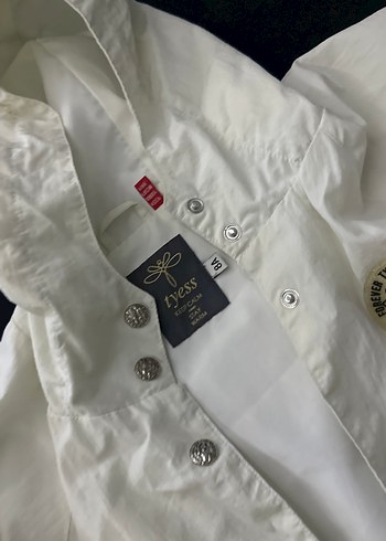 Düğmeli Beyaz Pamuklu kız çocuk Ceket - Görsel 4