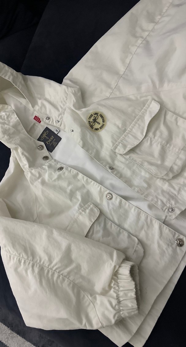 Düğmeli Beyaz Pamuklu kız çocuk Ceket - Görsel 3