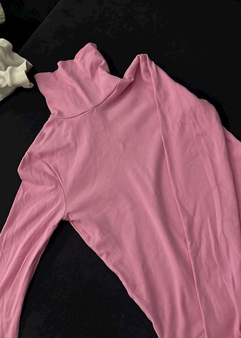 Pembe Drapeli Kadın Boğazlı Sweatshirt - Görsel 3