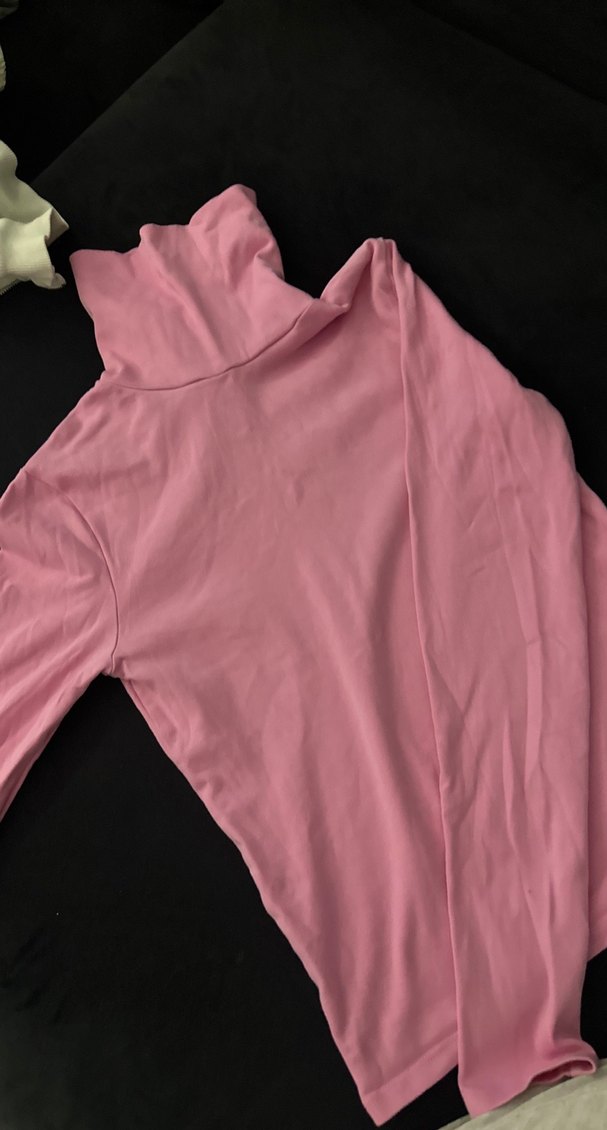 Pembe Drapeli Kadın Boğazlı Sweatshirt - Görsel 2