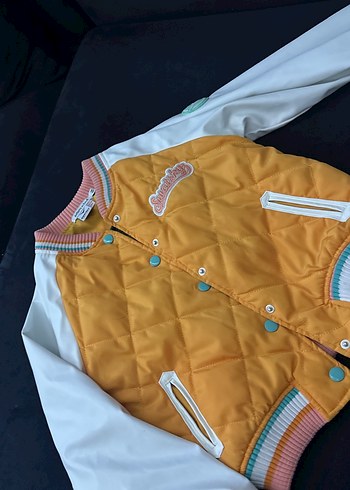 Sarı Nakışlı Düğmeli kız çocuk Ceket - Görsel 4