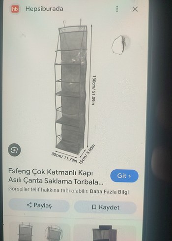 Gri Çok Katmanlı Kapı Askılı Çanta Organizeri