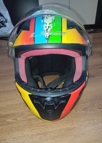 Renkli Baskılı Biker Motosiklet Kaskı s beden - Görsel 3