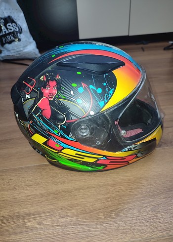 Renkli Baskılı Biker Motosiklet Kaskı s beden - Görsel 5