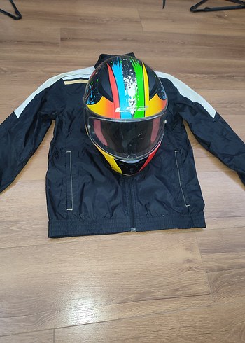 Renkli Baskılı Biker Motosiklet Kaskı s beden - Görsel 7