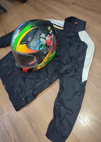 Renkli Baskılı Biker Motosiklet Kaskı s beden - Görsel 11