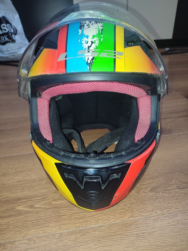 Renkli Baskılı Biker Motosiklet Kaskı s beden - Görsel 2