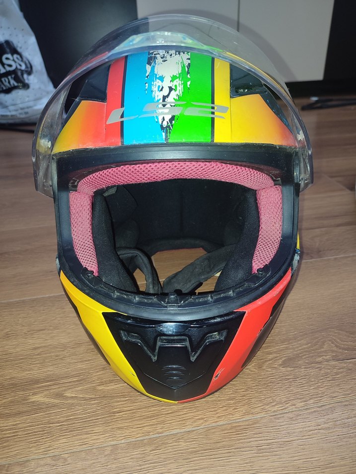 Renkli Baskılı Biker Motosiklet Kaskı s beden - Görsel 3