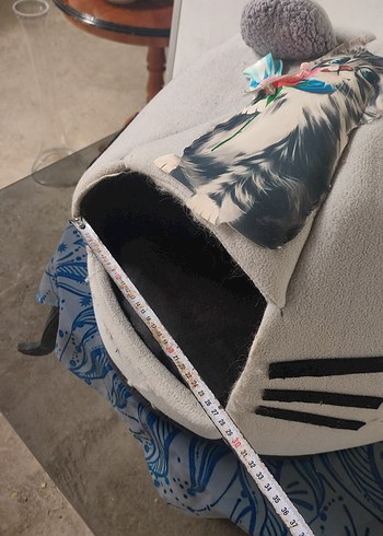 Gri Kedi Yatağı Kulaklı ve Kedi Baskılı - Görsel 9