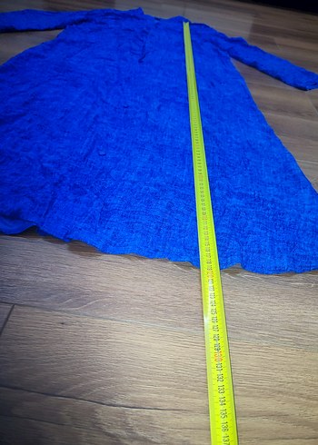 Kadın Mavi Uzun Kollu Bol Kesim Uzun Elbise 42 /44 beden uyumlu - Görsel 8