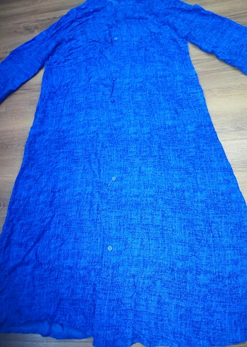 Kadın Mavi Uzun Kollu Bol Kesim Uzun Elbise 42 /44 beden uyumlu - Görsel 5