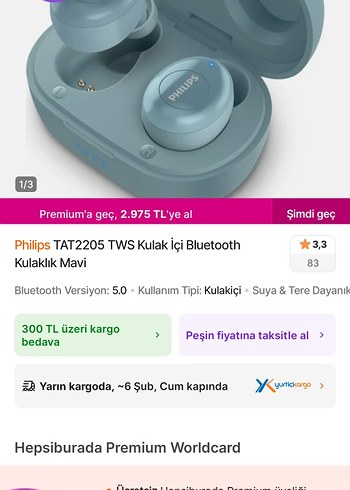 Philips Siyah Gerçek Kablosuz Kulaklık standi.netay açıklamada - Görsel 6