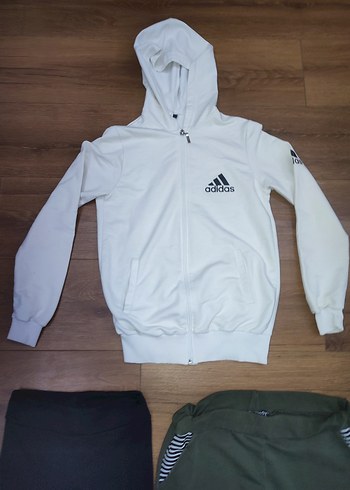 Beyaz Kapüşonlu Sweatshirt ve 2 Pantolon Seti S /M beden uyumlu - Görsel 2