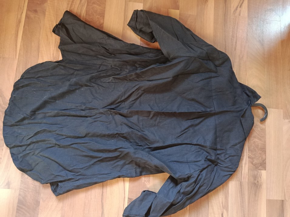 Düğmeli Siyah Uzun Hamile Keten Ceket - Görsel 2