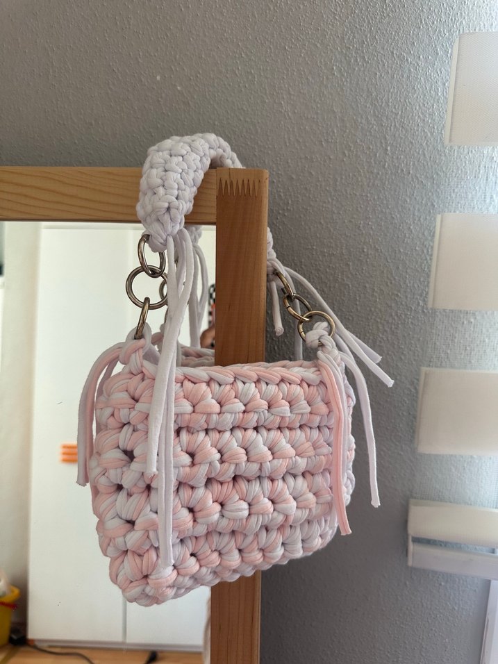 Bohem Tarz Beyaz Örgü Kadın Çanta - Görsel 4