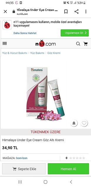 himalaya göz altı kremi 