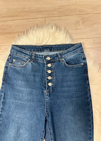 38 Beden Düğmeli Mavi Kadın Kot Pantolon
