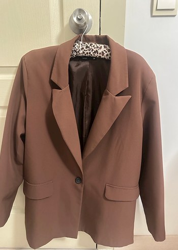 Düğmeli Kahverengi Kadın Blazer Ceket