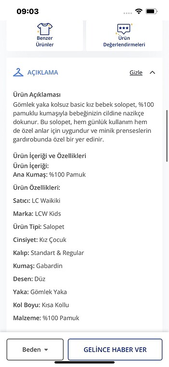 4 Yaş Beden Kız çocuk tulum