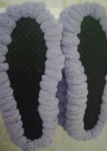 Mor Nakışlı Örgü Kız Ev Terliği - Görsel 2