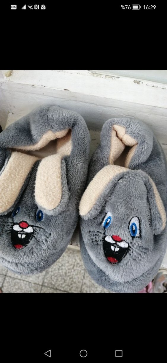 Nakışlı Gri Kız Çocuk Ev Terliği - Görsel 2