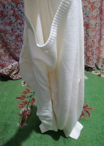 Beyaz Pamuklu Triko Kazak 3XL - Görsel 5