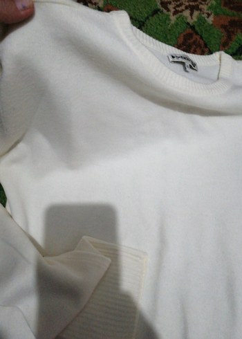 Beyaz Pamuklu Triko Kazak 3XL - Görsel 3
