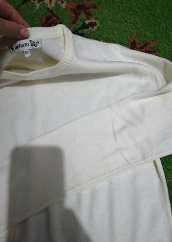 Beyaz Pamuklu Triko Kazak 3XL - Görsel 7