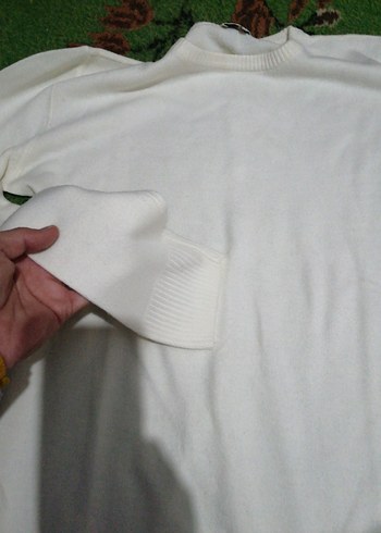 Beyaz Pamuklu Triko Kazak 3XL - Görsel 2