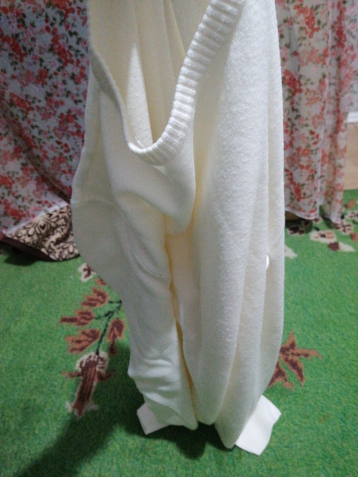 Beyaz Pamuklu  Triko Kazak 3XL - Görsel 5