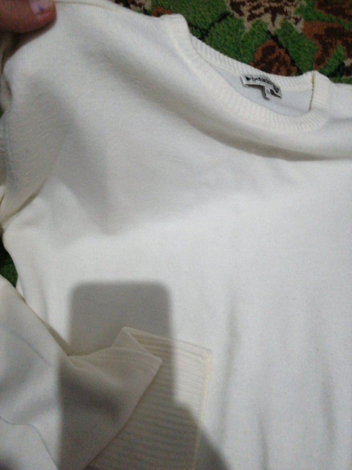 Beyaz Pamuklu  Triko Kazak 3XL - Görsel 3