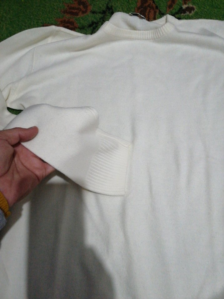 Beyaz Pamuklu  Triko Kazak 3XL - Görsel 2