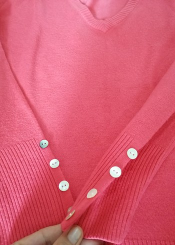 Defacto Pembe Düğmeli Kadın Kazak 3XL - Görsel 4