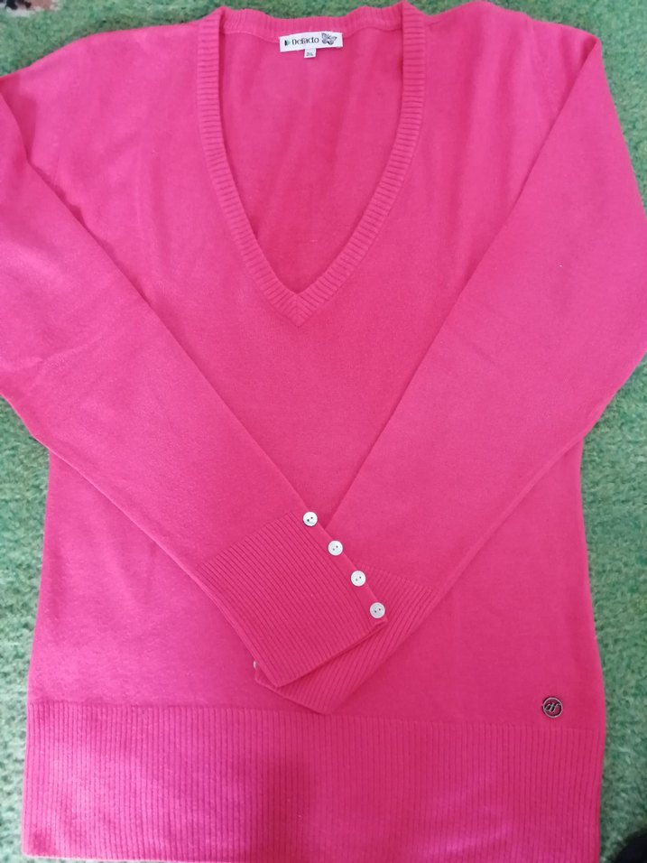 Defacto Pembe Düğmeli Kadın Kazak 3XL - Görsel 3