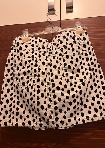 Diğer Düğmeli Leopar Desenli Mini Etek