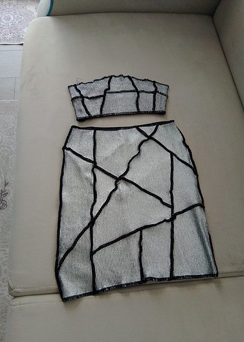 Gri Mini Straplez ikili takım - Görsel 2