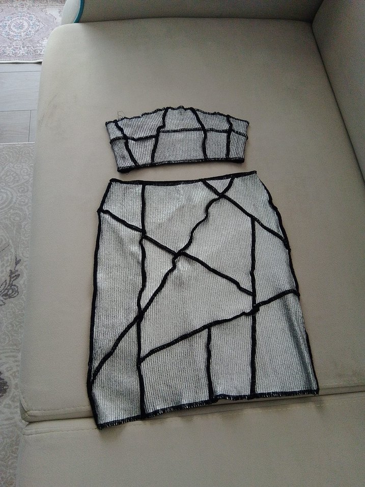 Gri Mini Straplez ikili takım - Görsel 2