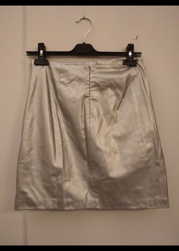 Drapeli Gri Mini Etek - Görsel 3