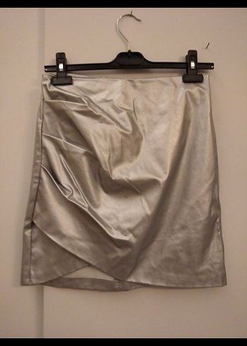 Drapeli Gri Mini Etek - Görsel 2