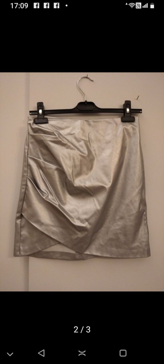 Drapeli Gri Mini Etek - Görsel 2