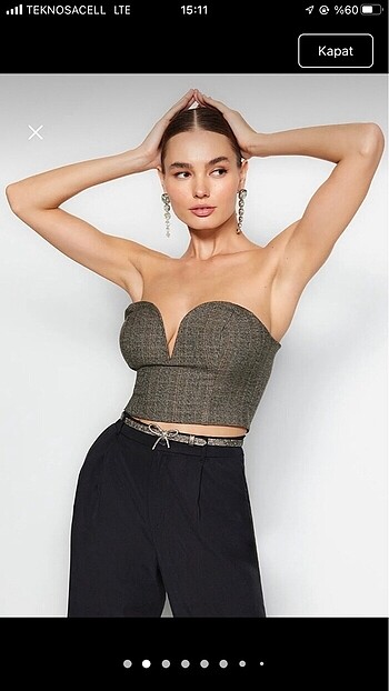 Trendyol & Milla Ekoseli Straplez Crop