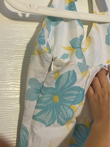xs Beden Çiçekli Halter Top Elbise