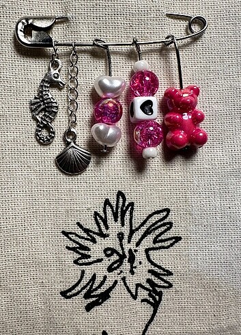 Tasarımcı Boncuklu çanta iğnesi charm (beaded bag pin charm)